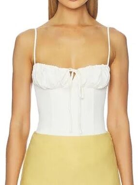 Classic White Bustier-Style Spaghetti Strap Camisole